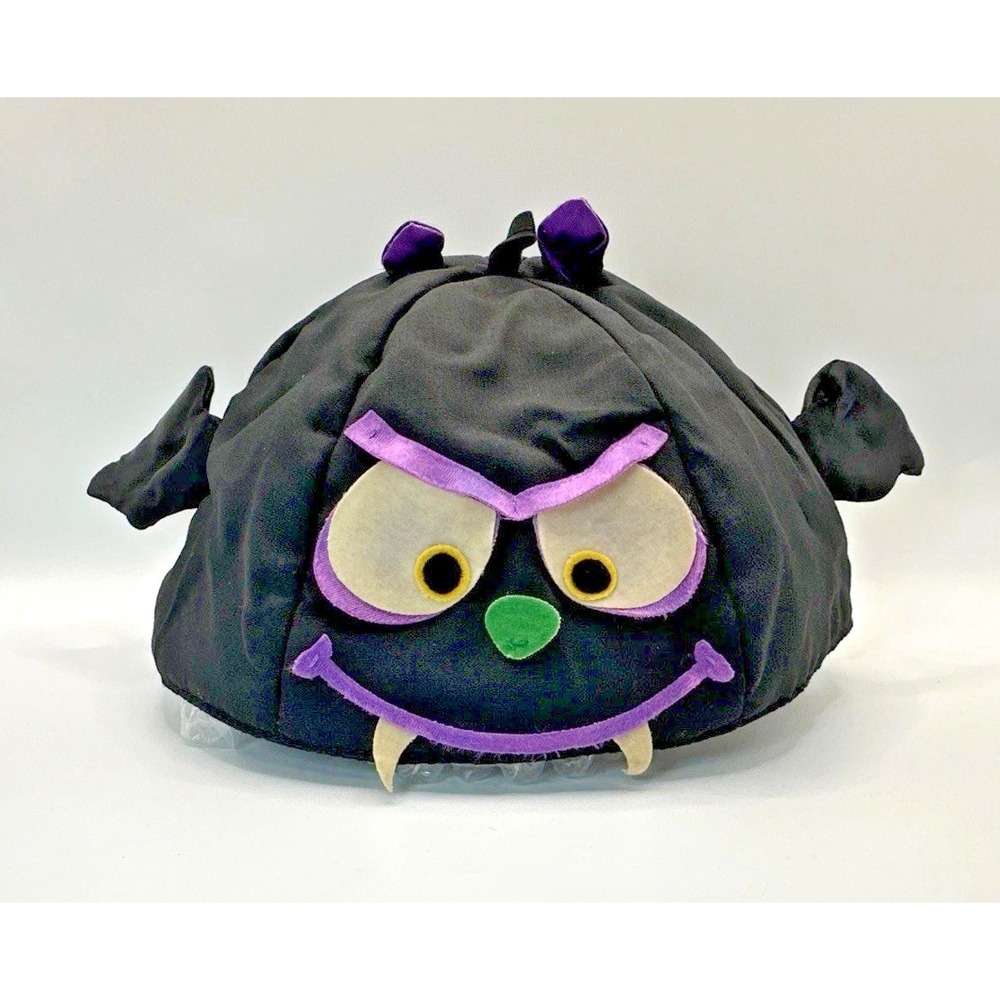 VTG 1990 Russ Berrie Halloween Bat Beanie Hat Cap Black Purple Costume Plush